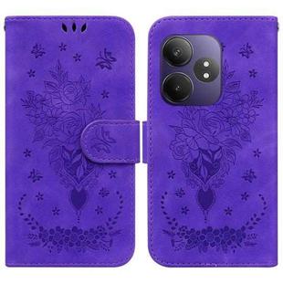 For Realme GT 6 / GT 6T / GT Neo6 Butterfly Rose Embossed Leather Phone Case(Purple)