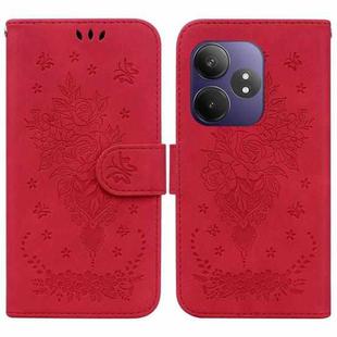 For Realme GT 6 / GT 6T / GT Neo6 Butterfly Rose Embossed Leather Phone Case(Red)