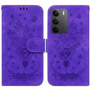 For Realme C75 Butterfly Rose Embossed Leather Phone Case(Purple)