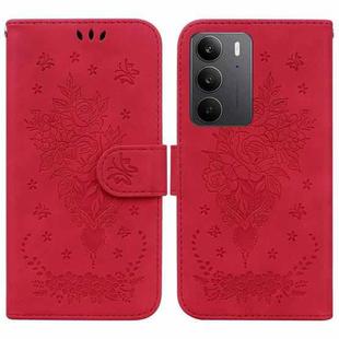 For Realme C75 Butterfly Rose Embossed Leather Phone Case(Red)