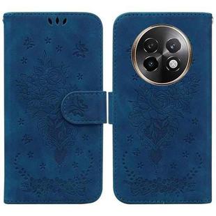 For Realme 13+ Global Butterfly Rose Embossed Leather Phone Case(Blue)