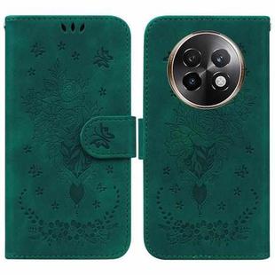 For Realme 13+ Global Butterfly Rose Embossed Leather Phone Case(Green)