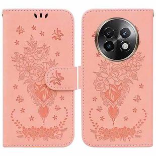 For Realme 13+ Global Butterfly Rose Embossed Leather Phone Case(Pink)