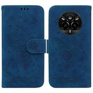 For Realme 14 Pro Butterfly Rose Embossed Leather Phone Case(Blue)