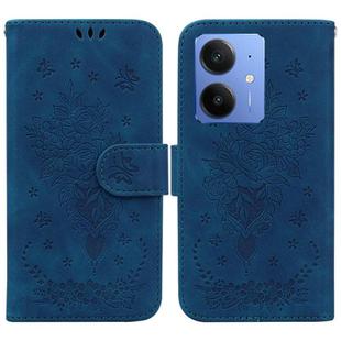 For Realme Neo7 SE Butterfly Rose Embossed Leather Phone Case(Blue)