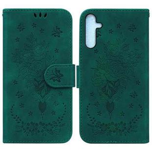 For Samsung Galaxy A25 5G Butterfly Rose Embossed Leather Phone Case(Green)
