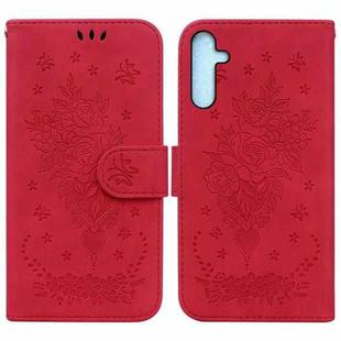 For Samsung Galaxy A25 5G Butterfly Rose Embossed Leather Phone Case(Red)
