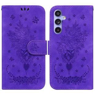 For Samsung Galaxy S23 FE 5G Butterfly Rose Embossed Leather Phone Case(Purple)