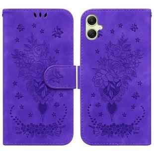 For Samsung Galaxy A05 Butterfly Rose Embossed Leather Phone Case(Purple)