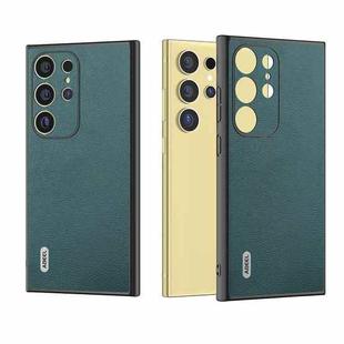 For Samsung Galaxy S24 Ultra 5G ABEEL Genuine Leather Luolai Series Phone Case(Dark Green)