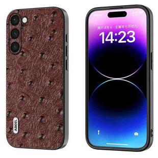 For Samsung Galaxy S23+ 5G ABEEL Genuine Leather Ostrich Texture Phone Case(Coffee)
