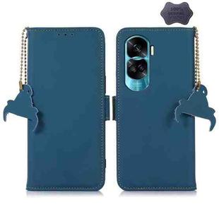 For Honor 90 Lite / X50i 5G Genuine Leather Magnetic RFID Leather Phone Case(Blue)