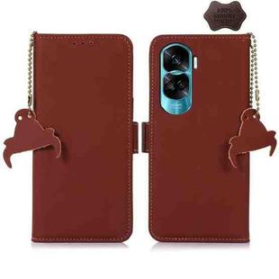 For Honor 90 Lite / X50i 5G Genuine Leather Magnetic RFID Leather Phone Case(Coffee)