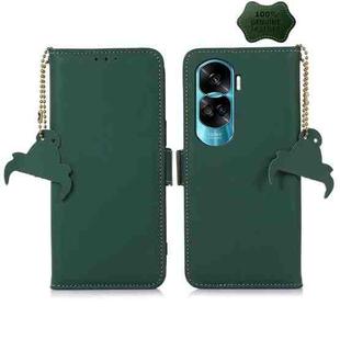 For Honor 90 Lite / X50i 5G Genuine Leather Magnetic RFID Leather Phone Case(Green)