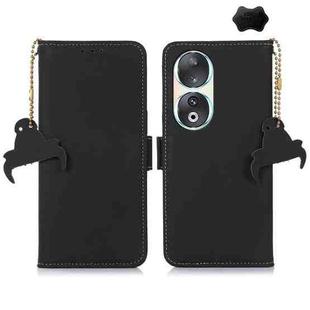 For Honor 90 5G Genuine Leather Magnetic RFID Leather Phone Case(Black)