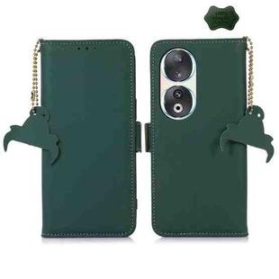 For Honor 90 5G Genuine Leather Magnetic RFID Leather Phone Case(Green)