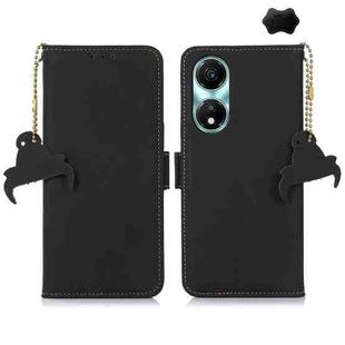 For Honor X5 Plus Genuine Leather Magnetic RFID Leather Phone Case(Black)