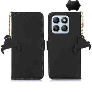 For Honor X8b Genuine Leather Magnetic RFID Leather Phone Case(Black)