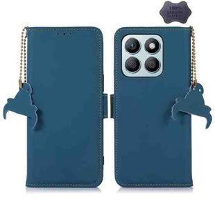 For Honor X8b Genuine Leather Magnetic RFID Leather Phone Case(Blue)