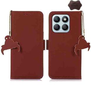 For Honor X8b Genuine Leather Magnetic RFID Leather Phone Case(Coffee)