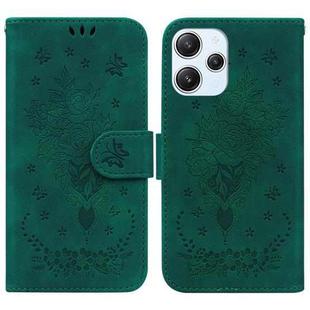 For Xiaomi Redmi 12 Butterfly Rose Embossed Leather Phone Case(Green)