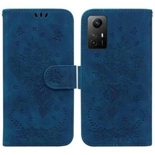 For Xiaomi Redmi Note 12S Butterfly Rose Embossed Leather Phone Case(Blue)