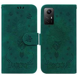 For Xiaomi Redmi Note 12S Butterfly Rose Embossed Leather Phone Case(Green)