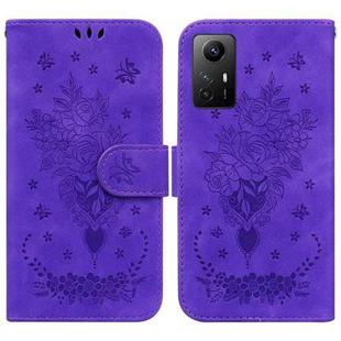 For Xiaomi Redmi Note 12S Butterfly Rose Embossed Leather Phone Case(Purple)