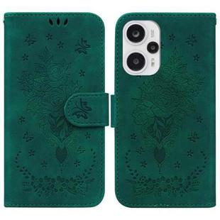 For Xiaomi Poco F5 / Redmi Note 12 Turbo Butterfly Rose Embossed Leather Phone Case(Green)