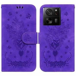 For Xiaomi 13T / 13T Pro / Redmi K60 Ultra Butterfly Rose Embossed Leather Phone Case(Purple)