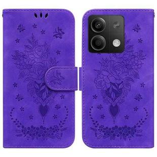 For Xiaomi Redmi Note 13 5G Butterfly Rose Embossed Leather Phone Case(Purple)