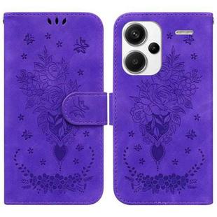 For Xiaomi Redmi Note 13 Pro+ 5G Butterfly Rose Embossed Leather Phone Case(Purple)