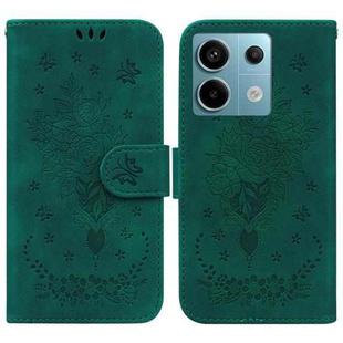 For Xiaomi Redmi Note 13 Pro 5G Butterfly Rose Embossed Leather Phone Case(Green)
