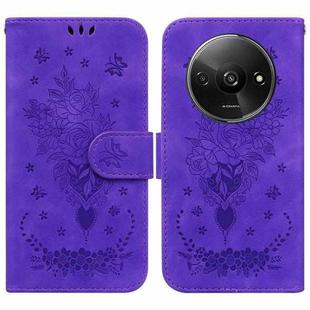 For Xiaomi Redmi A3 Butterfly Rose Embossed Leather Phone Case(Purple)