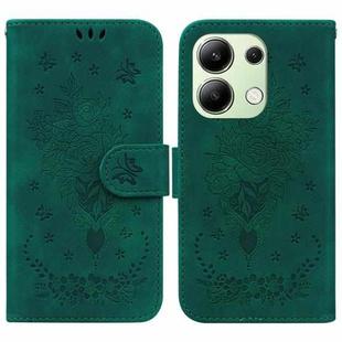 For Xiaomi Redmi Note 13 4G Global Butterfly Rose Embossed Leather Phone Case(Green)