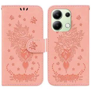 For Xiaomi Redmi Note 13 4G Global Butterfly Rose Embossed Leather Phone Case(Pink)