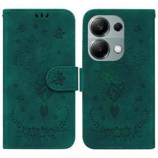 For Xiaomi Poco M6 Pro 4G Butterfly Rose Embossed Leather Phone Case(Green)