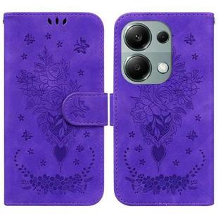 For Xiaomi Poco M6 Pro 4G Butterfly Rose Embossed Leather Phone Case(Purple)