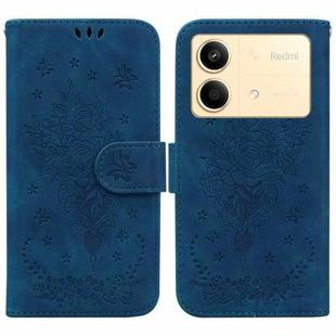 For Xiaomi Redmi Note 13R Pro Butterfly Rose Embossed Leather Phone Case(Blue)