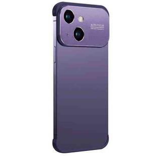 For iPhone 13 Metal Large Window + TPU Corners Phone Protective Frame(Dark Purple)
