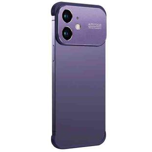 For iPhone 12 Metal Large Window + TPU Corners Phone Protective Frame(Dark Purple)