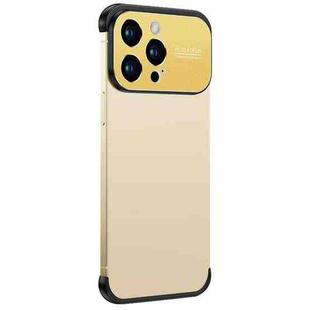 For iPhone 12 Pro Max Metal Large Window + TPU Corners Phone Protective Frame(Gold)
