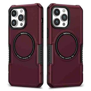 For iPhone 15 Pro Max MagSafe Shockproof Armor Phone Case(Wine Red)