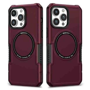 For iPhone 15 Pro MagSafe Shockproof Armor Phone Case(Wine Red)
