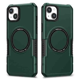 For iPhone 15 Plus Shockproof Armor MagSafe Phone Case(Dark Green)