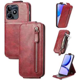 For Realme C55 Zipper Wallet Vertical Flip Leather Phone Case(Red)