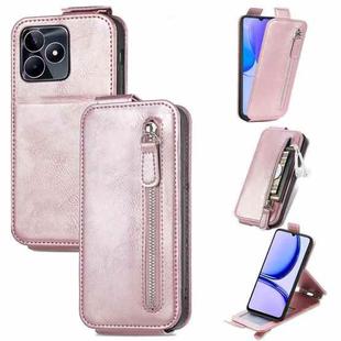For Realme C55 Zipper Wallet Vertical Flip Leather Phone Case(Rose Gold)