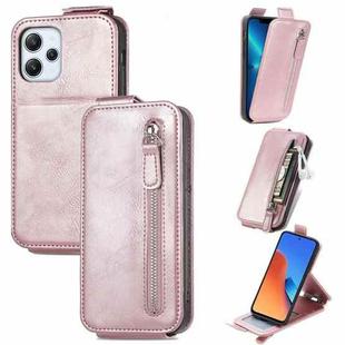 For Xiaomi Redmi 12 Zipper Wallet Vertical Flip Leather Phone Case(Rose Gold)