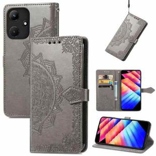 For Infinix Hot 30i Mandala Flower Embossed Leather Phone Case(Grey)