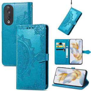 For Honor 90 5G Mandala Flower Embossed Leather Phone Case(Blue)